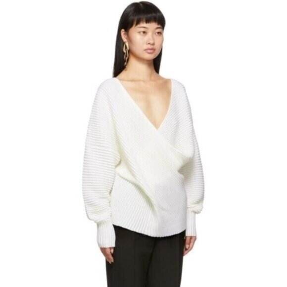 Victoria Victoria Beckham Draped Merino Wool Jumper Sweater - Picture 1 of 10